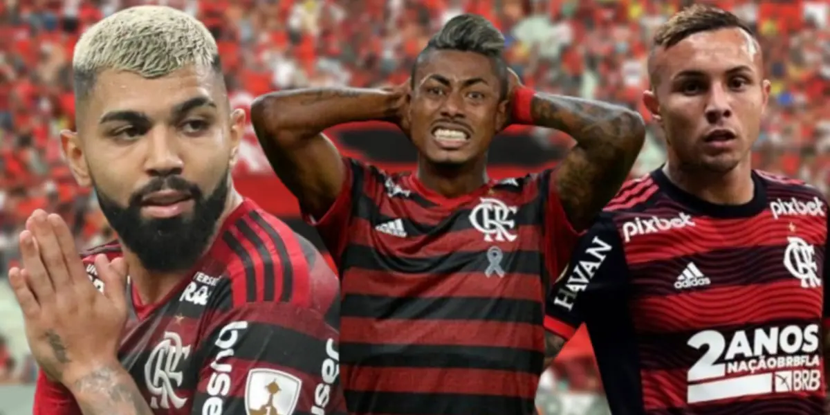 Gabigol, Bruno Henrique e Cebolinha preocupados com a camisa do Flamengo