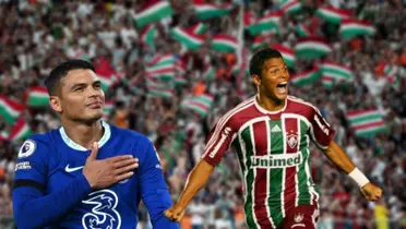 Thiago Silva com a camisa do Chelsea e do Fluminense