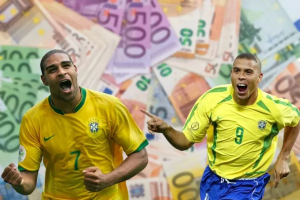 Adriano e Ronaldo com a camisa da Seleção Brasileira