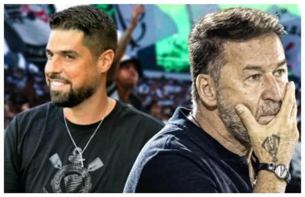 António Oliveira e Augusto Melo com a camisa do Corinthians