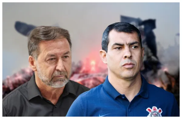 Augusto Melo e Fábio Carille com a camisa do Corinthians