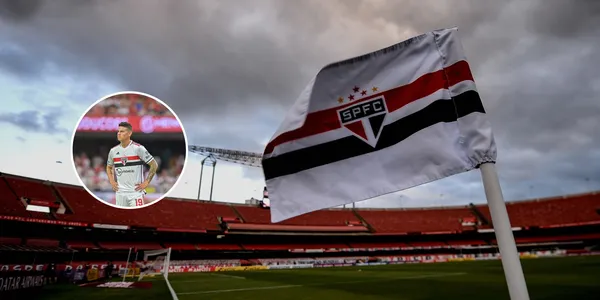 Bandeira de escanteio do São Paulo antes de partida do clube no estádio do Morumbis