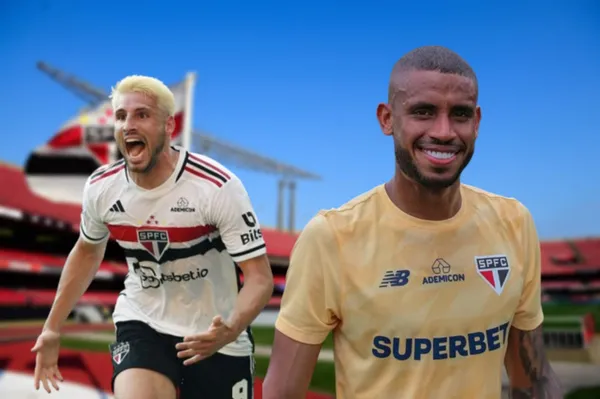 Calleri com a camisa do São Paulo e André Silva com a camisa do São Paulo