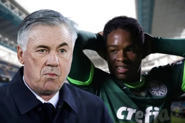 Carlo Ancelotti triste e Endrick preocupado