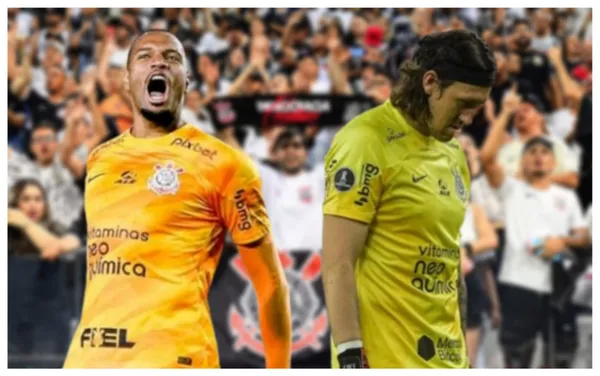 Carlos Miguel e Cássio com a camisa do Corinthians