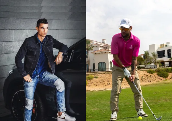 Cristiano Ronaldo e ao lado Neymar jogando golfe