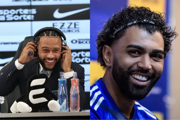 Depay e Gabigol em entrevistas. Foto: Divulgação