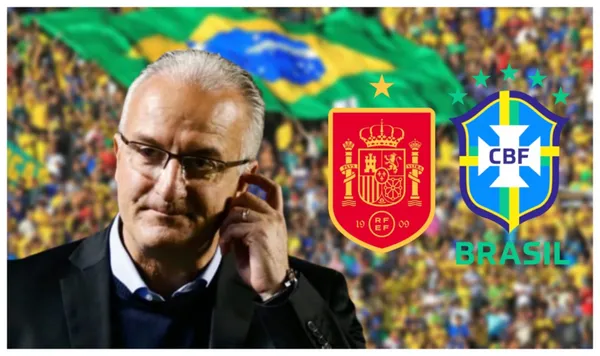 Dorival Júnior e os escudos da Espanha e Brasil