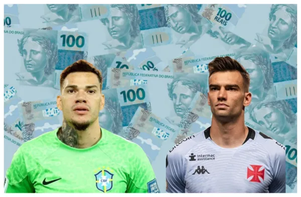 Ederson com a camisa da Seleção Brasileira e Léo Jardim com a camisa do Vasco