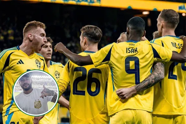 Elenco da Seleção Sueca durante partida