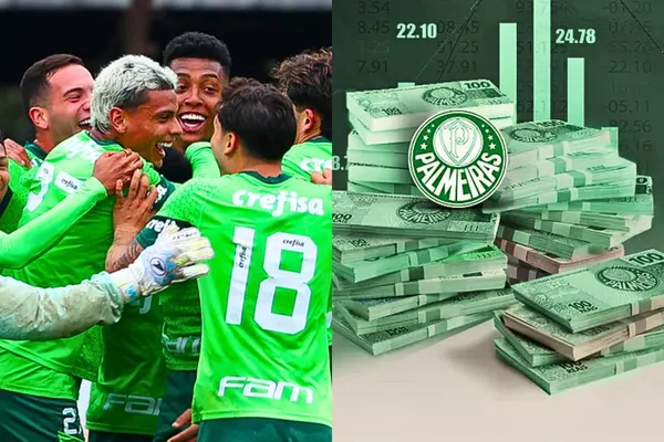 Elenco do Palmeiras em festa