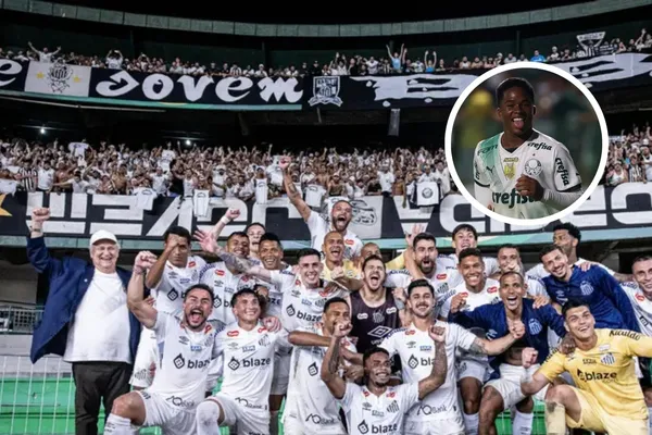 Elenco do Santos comemora retorno à Série A