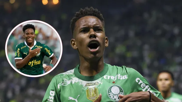 Endrick e Estêvão com a camisa do Palmeiras