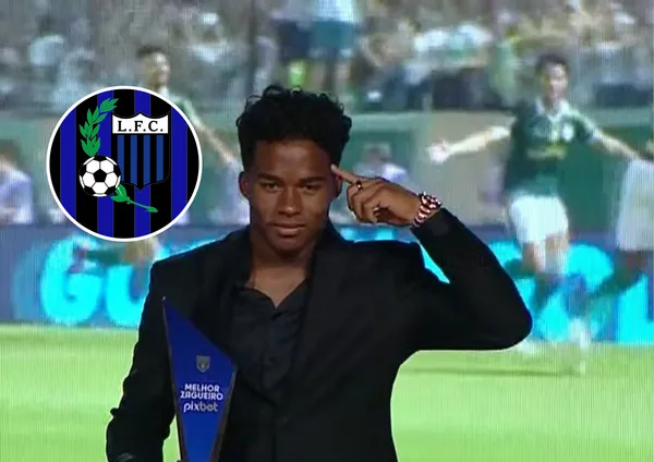 Endrick e o escudo do Liverpool-URU