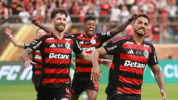 Equipe do Flamengo comemorando um gol. Foto: Flamengo/Divulgação