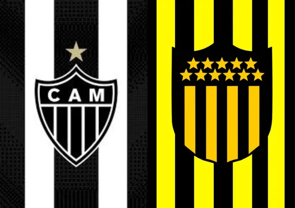 Escudo do Atlético-MG e o escudo do Peñarol ao lado