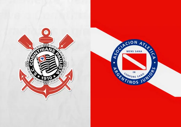 Escudo do Corinthians e ao lado o escudo do Argentinos Juniors