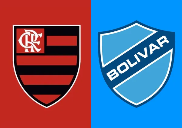 Escudo do Flamengo e ao lado o escudo do Bolívar