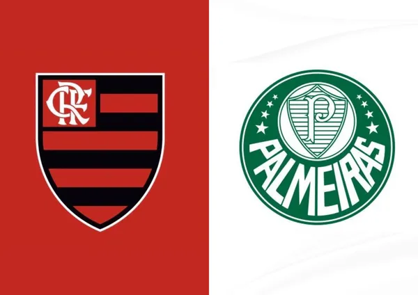 Escudo do Flamengo e o o escudo do Palmeiras ao lado