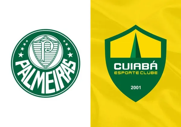 Escudo do Palmeiras e ao lado o escudo do Cuiabá