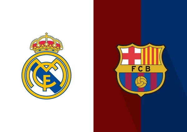 Escudo do Real Madrid ao lado do escudo do Barcelona