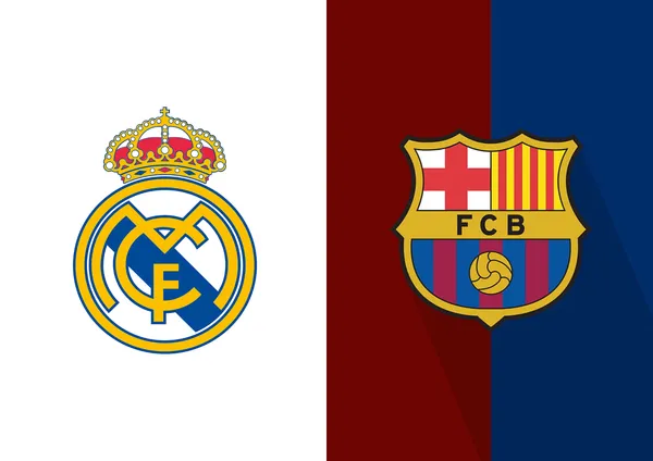 Escudo do Real Madrid e ao lado o escudo do Barcelona