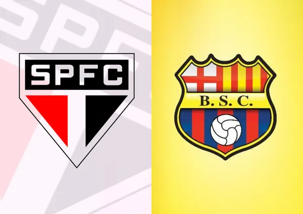 Escudo do São Paulo e ao lado o escudo do Barcelona SC
