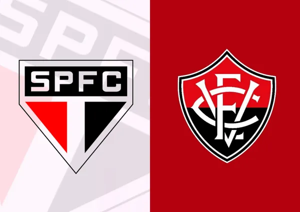 Escudo do São Paulo e ao lado o escudo do EC Vitória