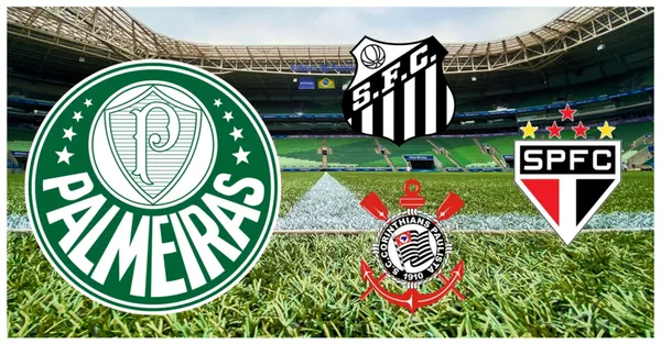 Escudos do Palmeiras, Santos, São Paulo e Corinthians