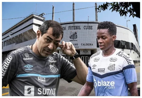 Fábio Carille e Juan Cazares com a camisa do Santos