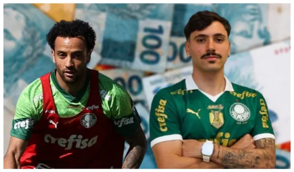 Felipe Anderson e Mauricio com a camisa do Palmeiras