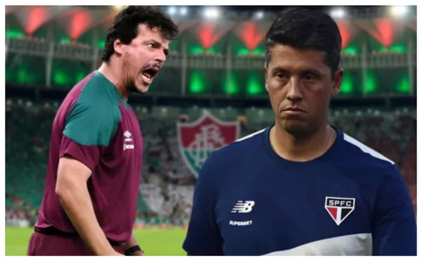 Fernando Diniz com a camisa do Fluminense e Thiago Carpini com a camisa do SP