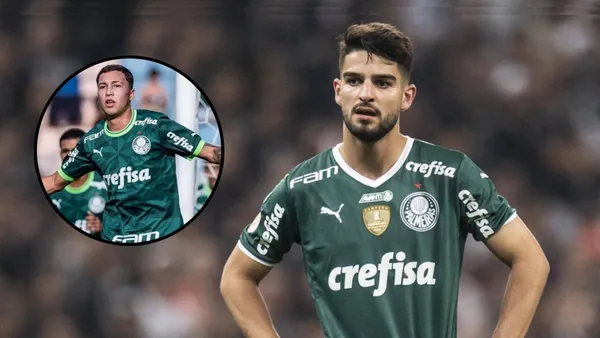 Flaco López em partida pelo Palmeiras e Thalys em partida da Copinha