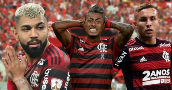 Gabigol, Bruno Henrique e Cebolinha preocupados com a camisa do Flamengo