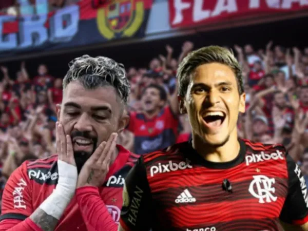 Gabigol triste com a camisa do Flamengo e Pedro feliz com a camisa do Flamengo