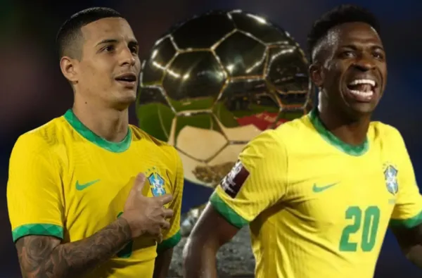 Guilherme Arana e Vinicius Junior com a camisa da Seleção Brasileira