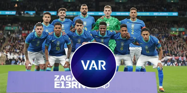 Imagem da Seleção Brasileira e do símbolo do VAR