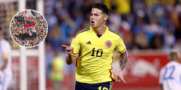 James Rodriguez comemora gol marcado pela Seleção Colombiana