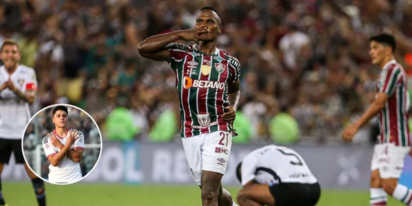 Jhon Arias comemora gol sobre a LDU