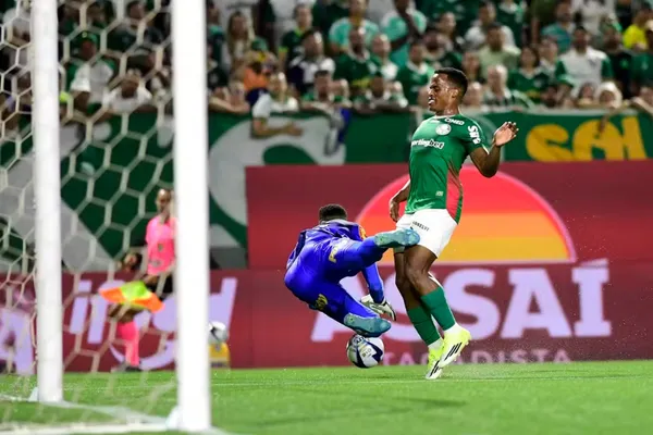 Jhon Arias durante a partida entre Palmeiras e Novorizontino — Foto: Marcos Ribolli