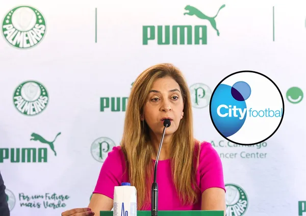 Leila Pereira e ao lado o logo do Grupo City