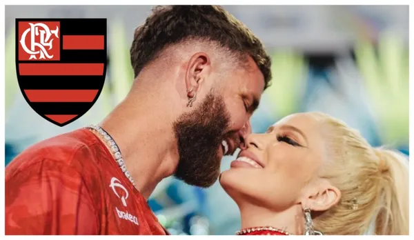 Léo Pereira beijando sua namorada Karoline