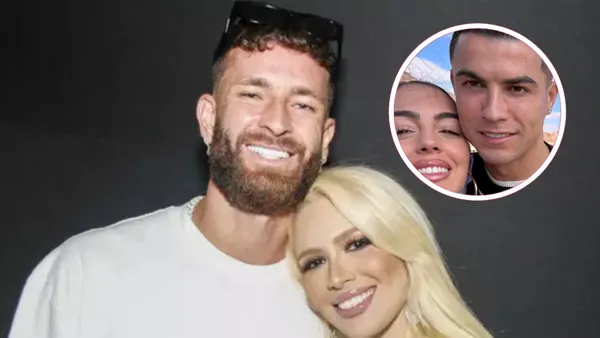 Léo Pereira e Karoline ao lado de Cristiano Ronaldo e Georgina Rodríguez