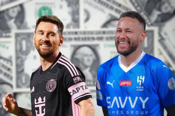 Lionel Messi feliz e Neymar feliz