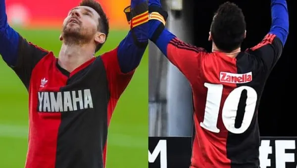 Lionel Messi festejou vestindo uma camisa Newell's Old Boys em homenagem a Diego Maradona, mas a marca que veste o FC Barcelona não deixaria de lado o fato de que ele estava vestindo um traje de competição