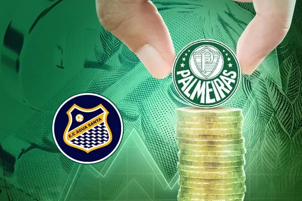 Logos do Palmeiras e Água Santa em destaque