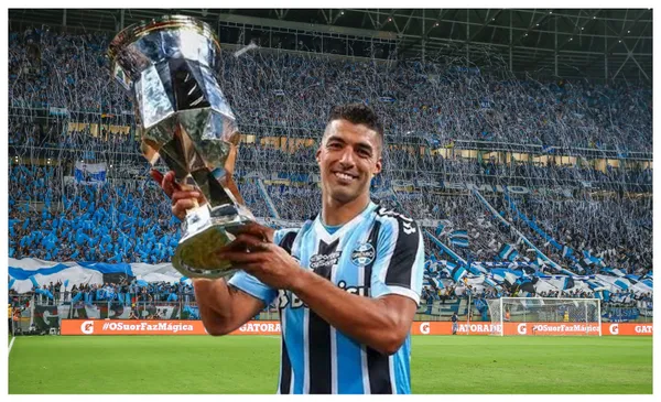 Luis Suárez com a camisa do Grêmio