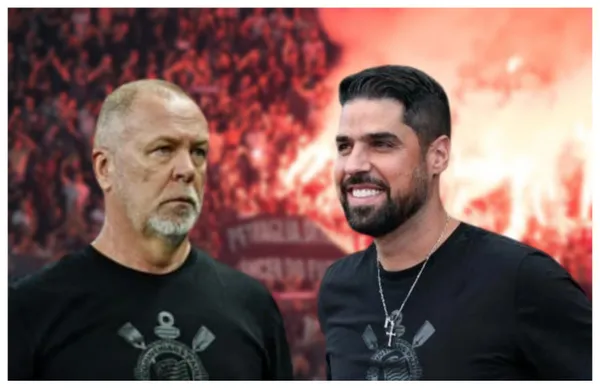 Mano Menezes e António Oliveira com a camisa do Corinthians