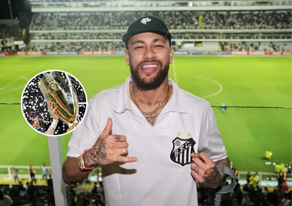 Neymar e a taça do Campeonato Paulista