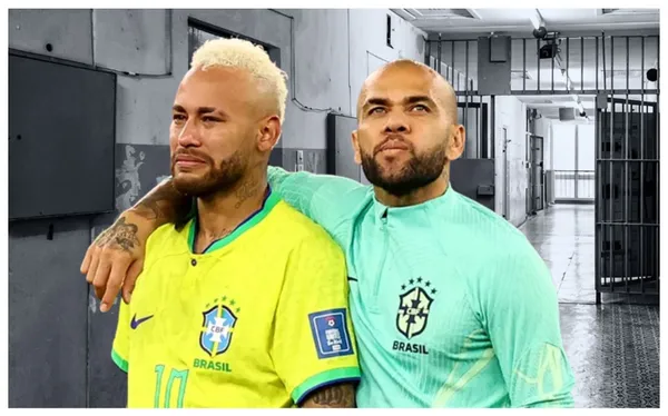 Neymar e Dani Alves com a camisa da Seleção Brasileira